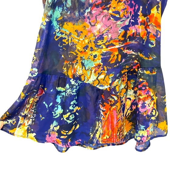 Abstract Design Navy, pink and Orange Tank Top Size XS - Picture 2 of 5